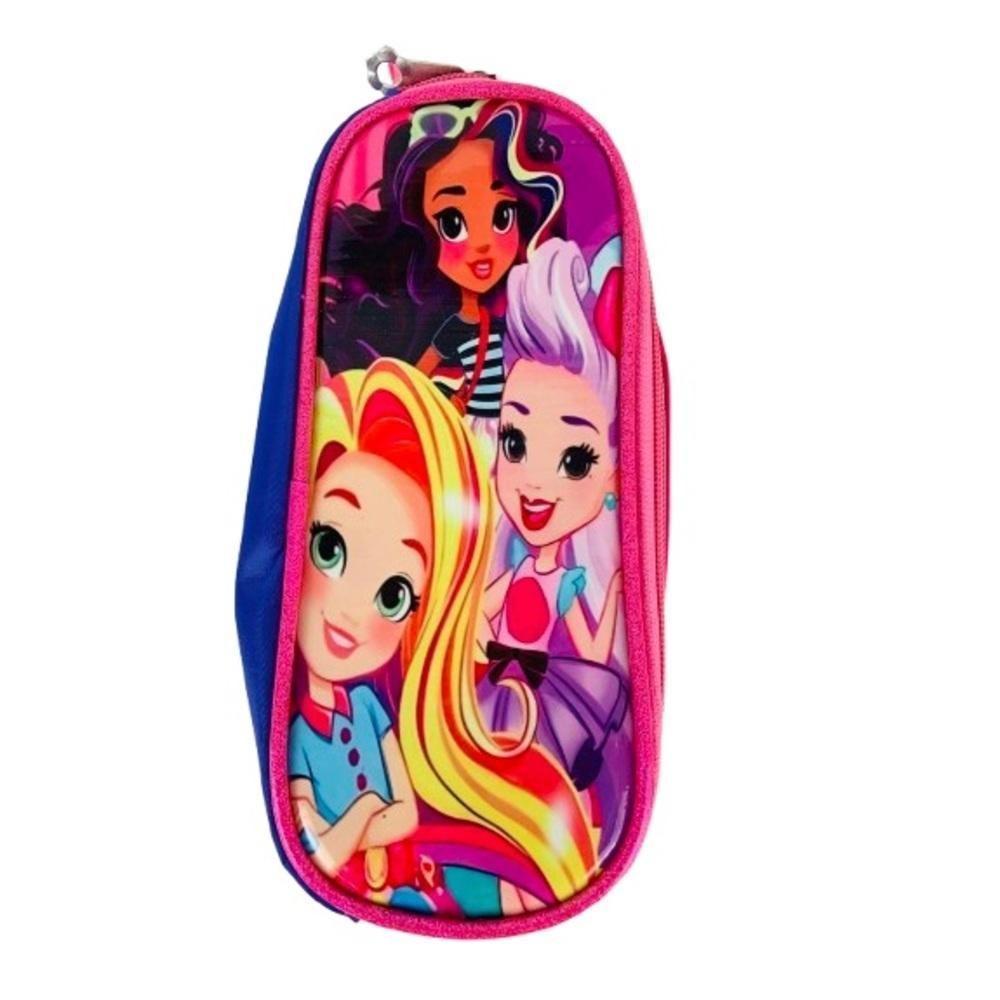 Kit Mochila Infantil Com Rodinhas Meninas Princesas Bolsa Escolar Estojo E Lancheira Térmica Rosa - 4
