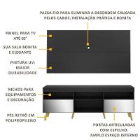 Rack Com Painel Retrô Com Espelho Para Tv Até 65´´ Flórida Fg3138 Preto/natural - 2