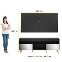 Rack Com Painel Retrô Com Espelho Para Tv Até 65´´ Flórida Fg3138 Preto/natural - 3