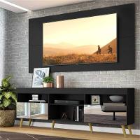 Rack Com Painel Retrô Com Espelho Para Tv Até 65´´ Flórida Fg3138 Preto/natural - 5