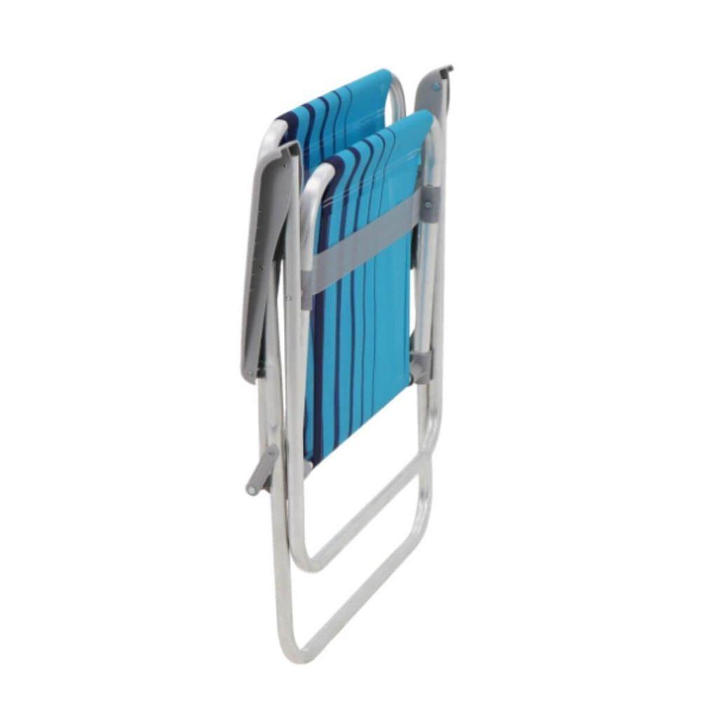 Cadeira De Praia Tramontina Samoa Alta Em Alumínio Com Assento Azul - 4