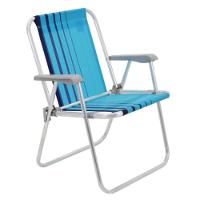Cadeira De Praia Tramontina Samoa Alta Em Alumínio Com Assento Azul - 1