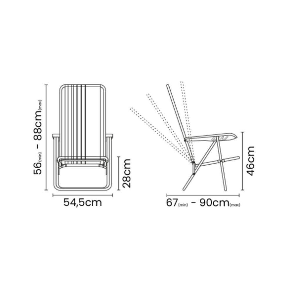 Cadeira De Praia Reclinável Tramontina Bali Baixa Em Alumínio Com Assento Laranja E Amarelo - 6