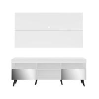 Rack Retrô Com Espelho E Painel Com Suporte Para Tv Até 65´´ Flórida Fg3142 Branco/preto - 5