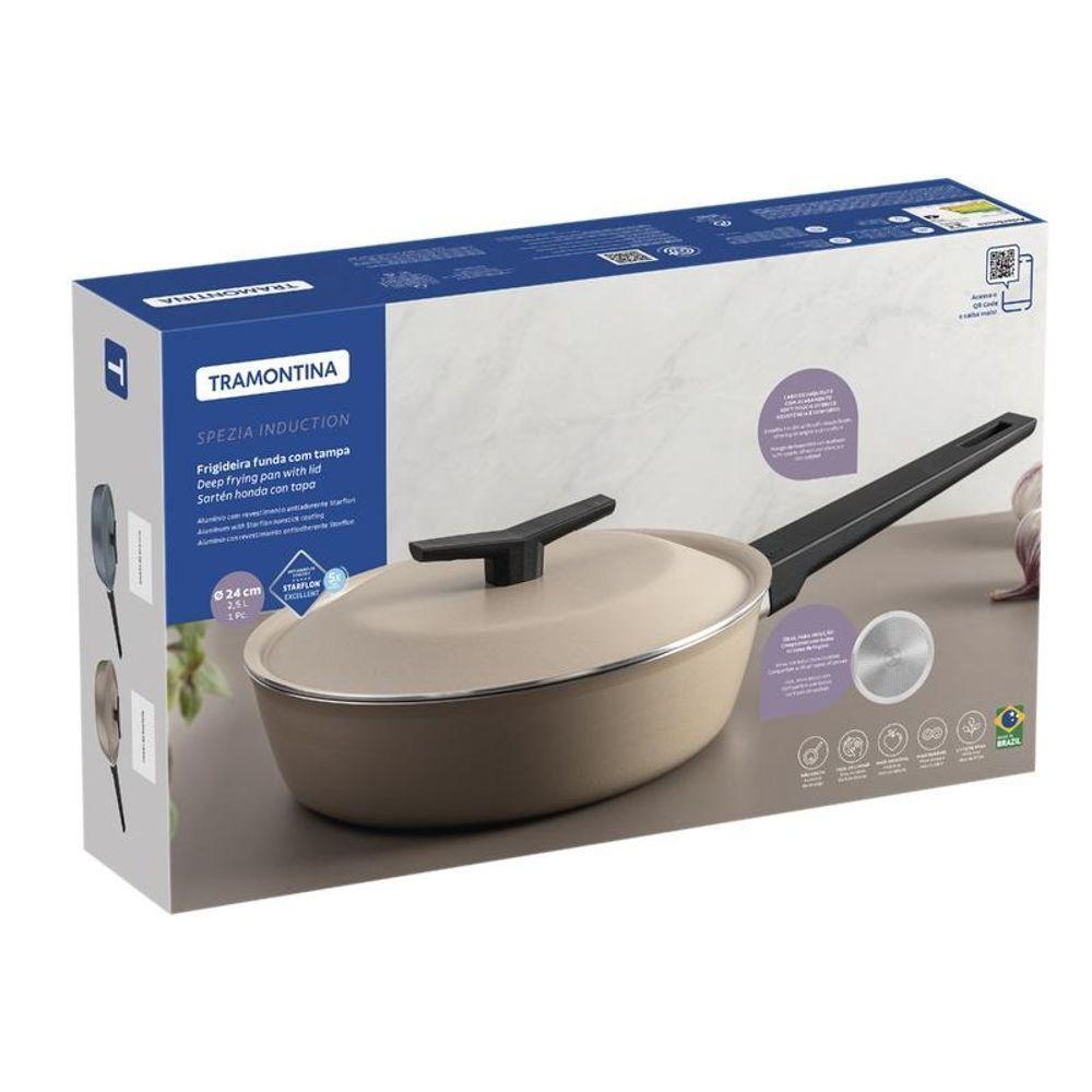 Frigideira Funda Tramontina Spezia Induction Azul Em Alumínio Com Revestimento Em Antiaderente Com Tampa 24 Cm - 4