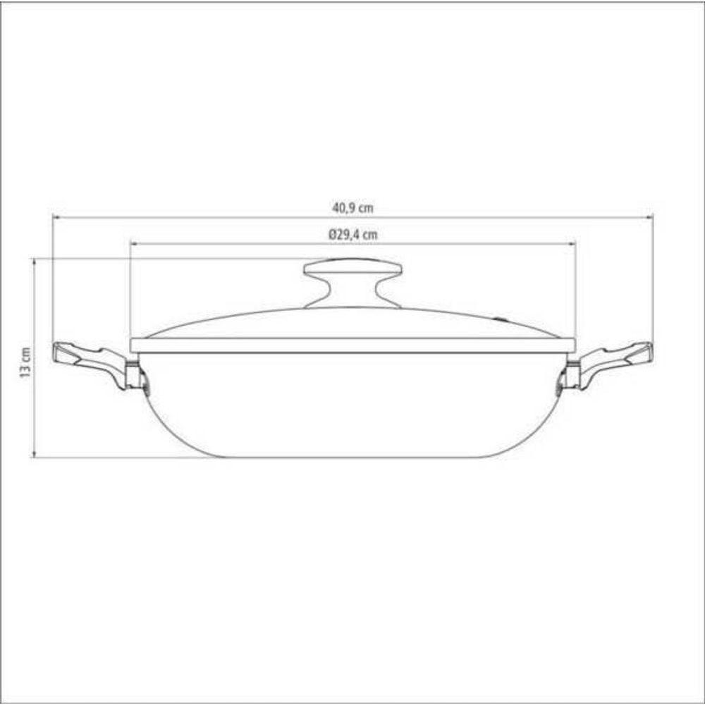 Wok Tramontina Loreto 28cm Em Alumínio Revestimento Antiaderente E Tampa De Vidro Vermelha - 3