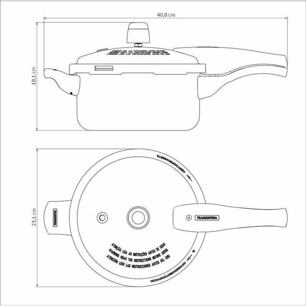 Panela De Pressão Tramontina Vancouver Alumínio Com Revestimento Antiaderente 20cm 3 Litros Preto - 6