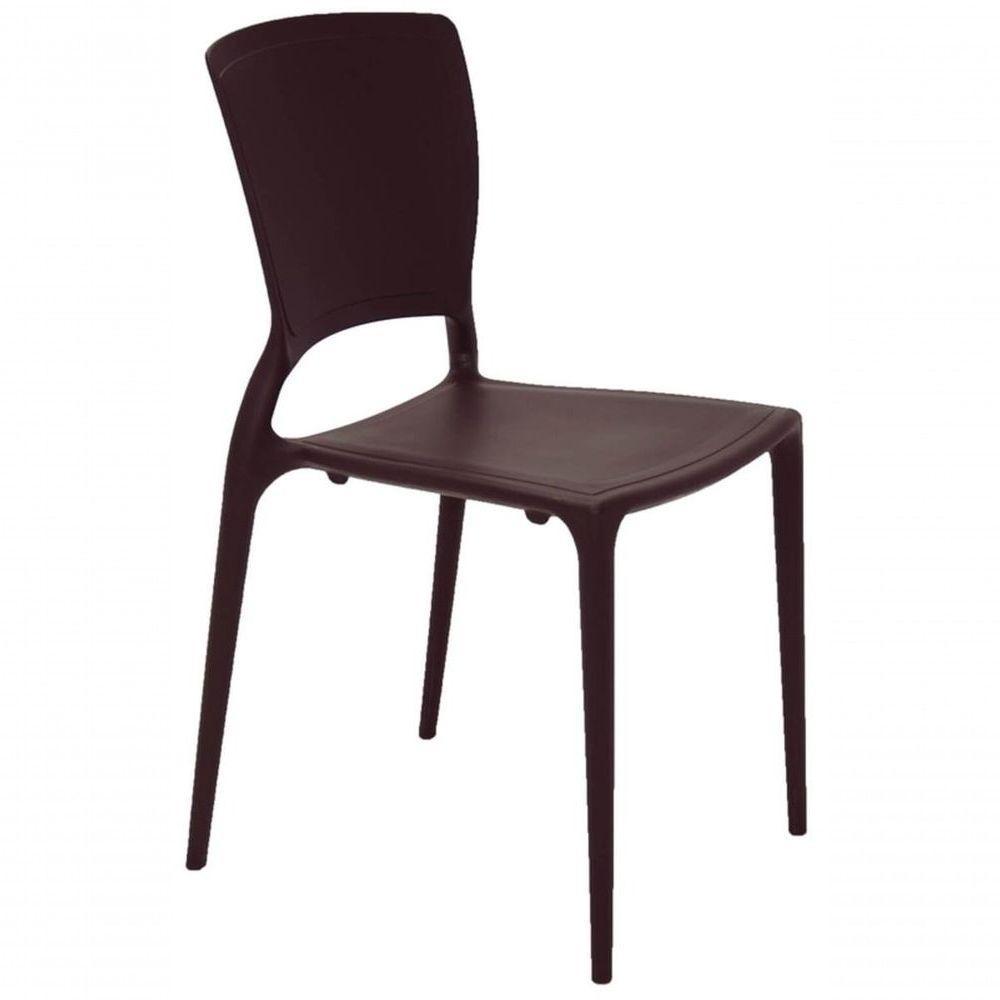 Cadeira Tramontina Sofia Em Fibra De Vidro Marrom Com Encosto Fechado - 1