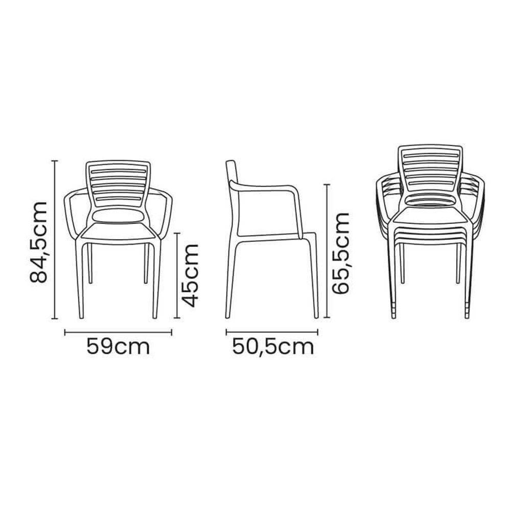 Cadeira Tramontina Sofia Com Encosto Horizontal E Braços Camurça - 4