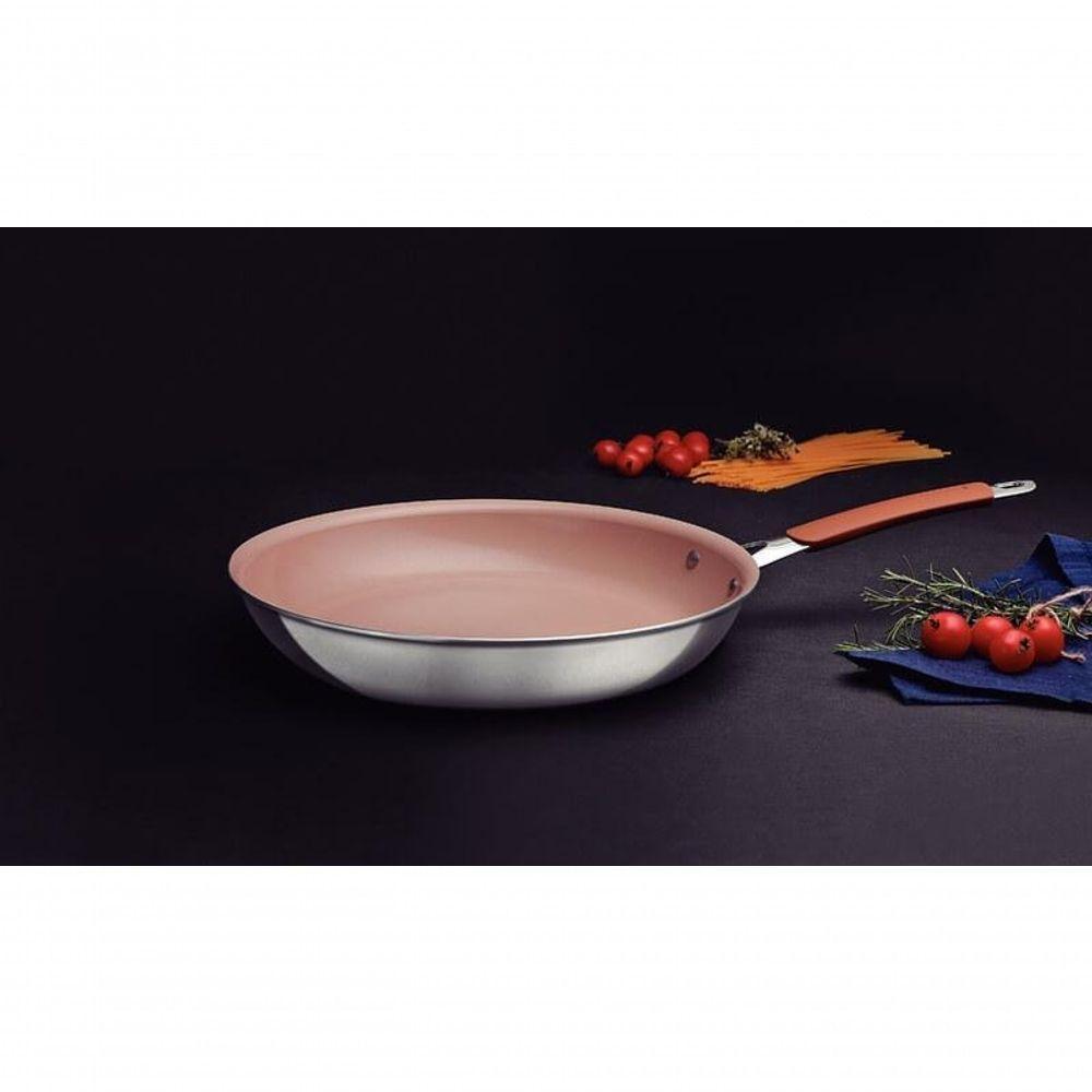 Frigideira Tramontina Romagna Aço Inox E Alumínio 30cm Com Revestimento Cerâmico Marfim - 2