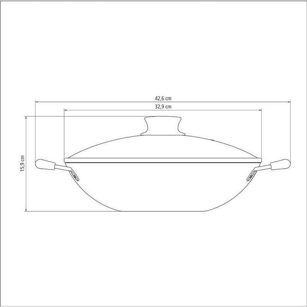 Wok Tramontina Paris Em Alumínio Com Revestimento Em Antiaderente Chumbo Com Tampa De Vidro 32cm - 6