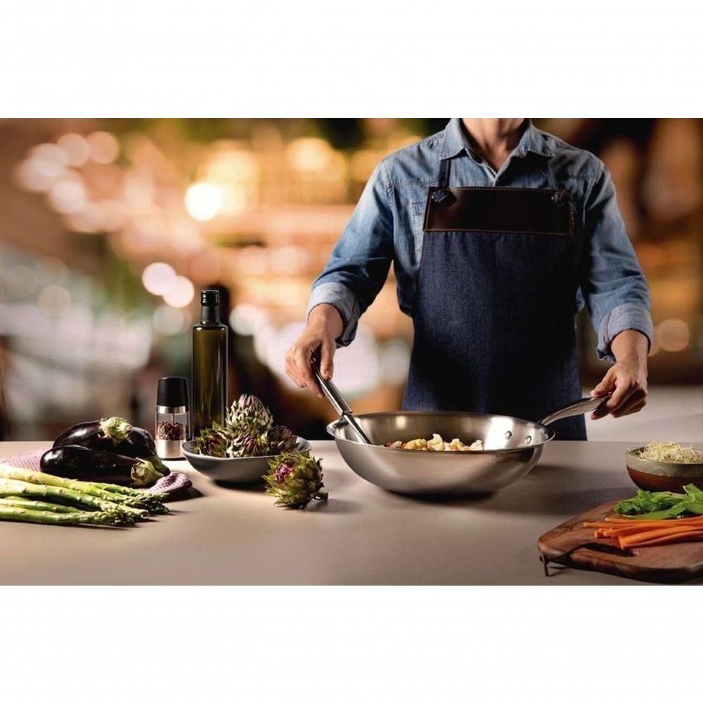 Wok Tramontina Grano Em Aço Inox Corpo Triplo Com Cabo 28cm - 2