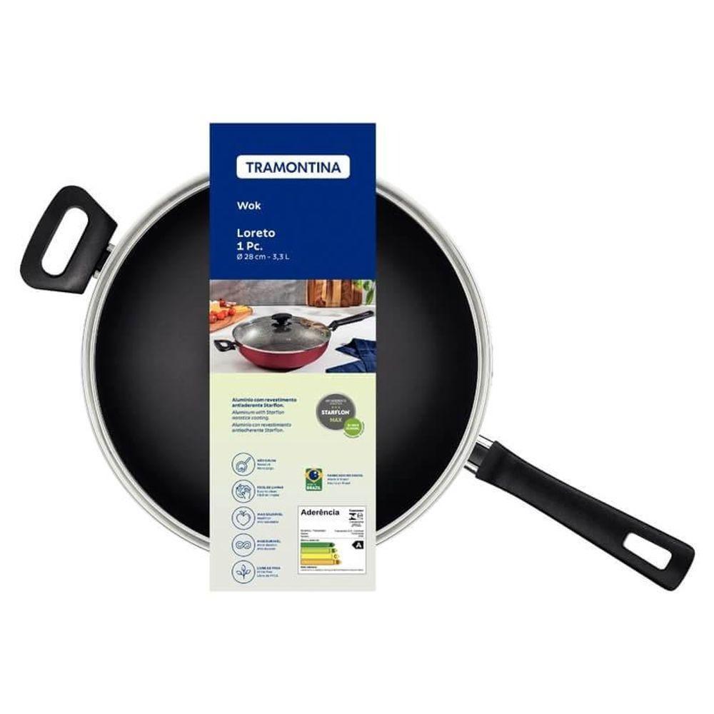 Wok Tramontina Loreto Antiaderente 28cm Com Tampa - 3