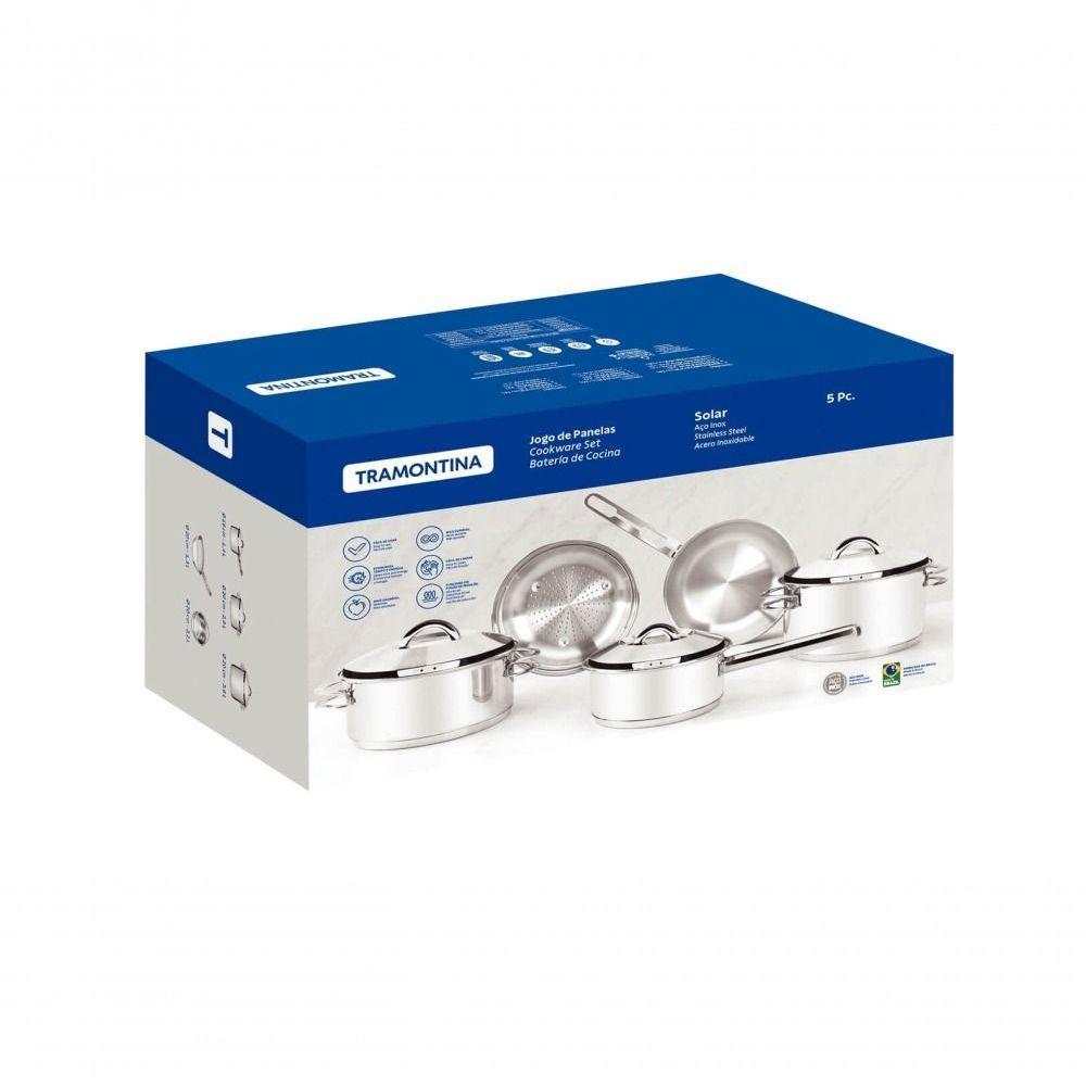 Jogo De Panelas Tramontina Solar Em Aço Inox Com Fundo Triplo 5 Peças - 3