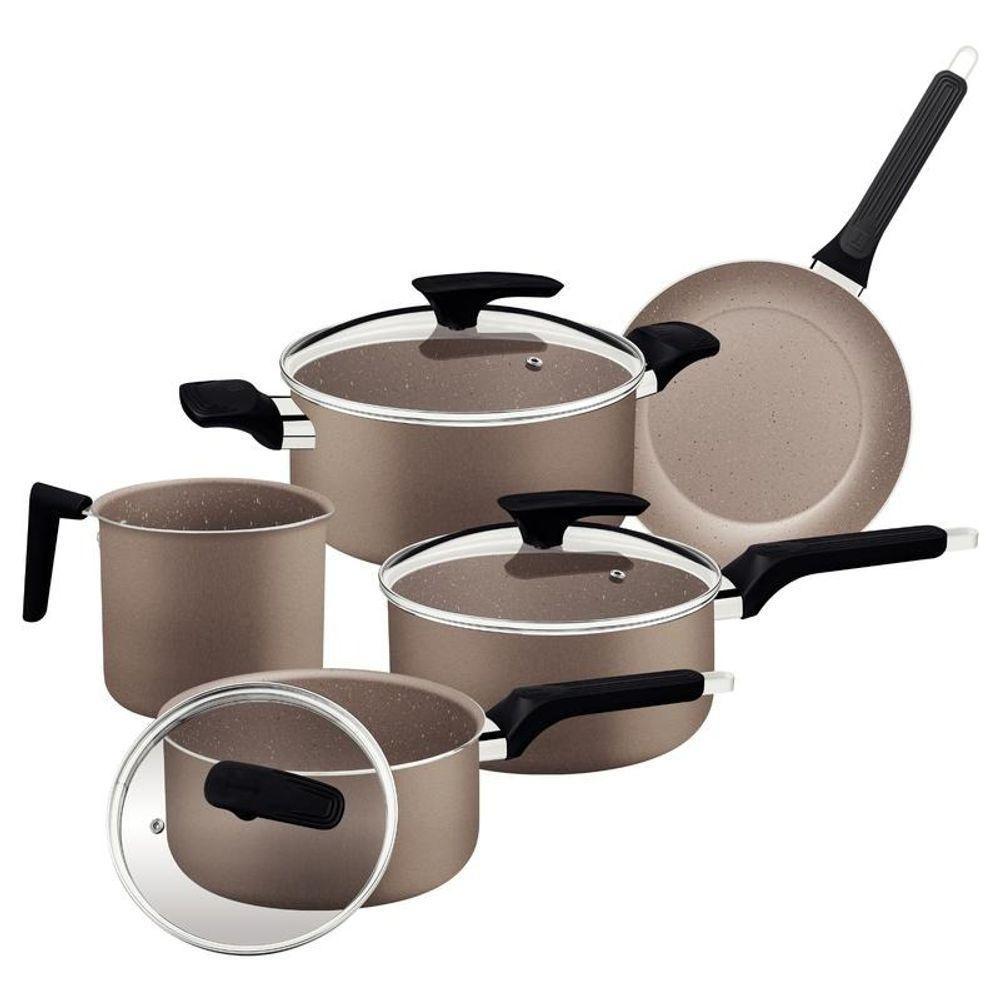 Jogo De Panelas Tramontina Milazzo Amêndoa Alumínio Com Revestimento Antiaderente Starflon Max 5 Peças - 3