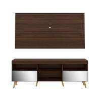 Rack Com Painel Retrô Com Espelho Para Tv Até 65´´ Flórida Fg3138 Madeirado/natural