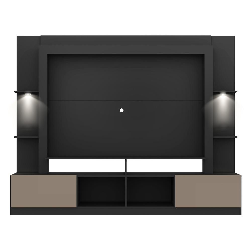 Rack Estante com Suporte Tv 65´´ Leds Preto/Laca Fumê - 4