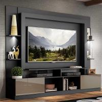 Rack Estante com Suporte Tv 65´´ Leds Preto/Laca Fumê - 3