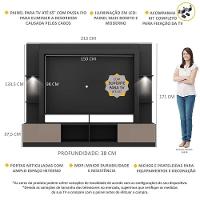 Rack Estante com Suporte Tv 65´´ Leds Preto/Laca Fumê - 6