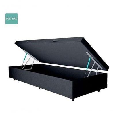 Cama Box Baú Solteiro Preto Sintético 42x88x188