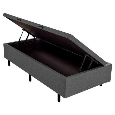 Cama Box Baú Solteiro Cinza Sintético 88x188x42