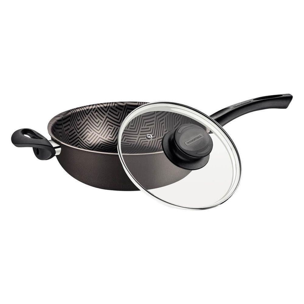 Fritadeira Multiuso Tramontina Paris 24cm Em Alumínio Com Revestimento Antiaderente Com Tampa De Vidro Chumbo - 3