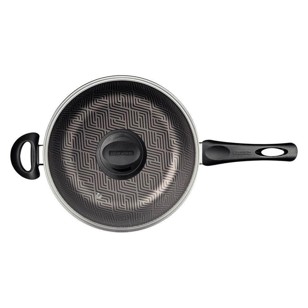Fritadeira Multiuso Tramontina Paris 24cm Em Alumínio Com Revestimento Antiaderente Com Tampa De Vidro Chumbo - 4