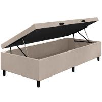 Cama Box Baú Solteiro Sintético 88x188 Bege - 1