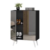 Sapateira 2 Portas Retrô Com Espelho Nina Multimóveis V6012 Preta/Branca Preto/Branco - 1