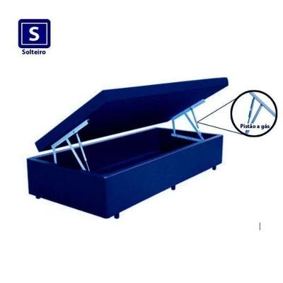 Cama Box Baú Solteiro Sintético Azul 42x188x88