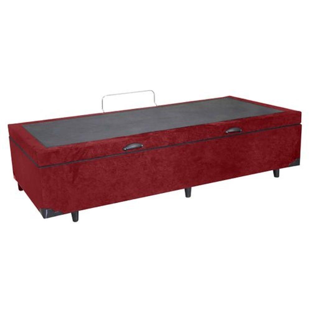 Cama Box Baú Solteiro Vermelho Suede 42x88x188 - 2