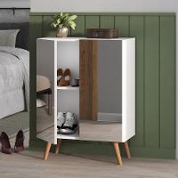 Sapateira 2 Portas Retrô Com Espelho Nina Multimóveis V6012 Branca/Natural Branco/Natural - 6