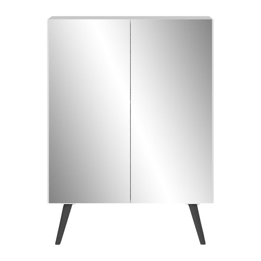 Sapateira 2 Portas Retrô Com Espelho Nina Multimóveis V6012 Branca/Preta Branco/Preto - 2