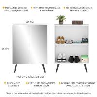 Sapateira 2 Portas Retrô Com Espelho Nina Multimóveis V6012 Branca/Preta Branco/Preto - 5