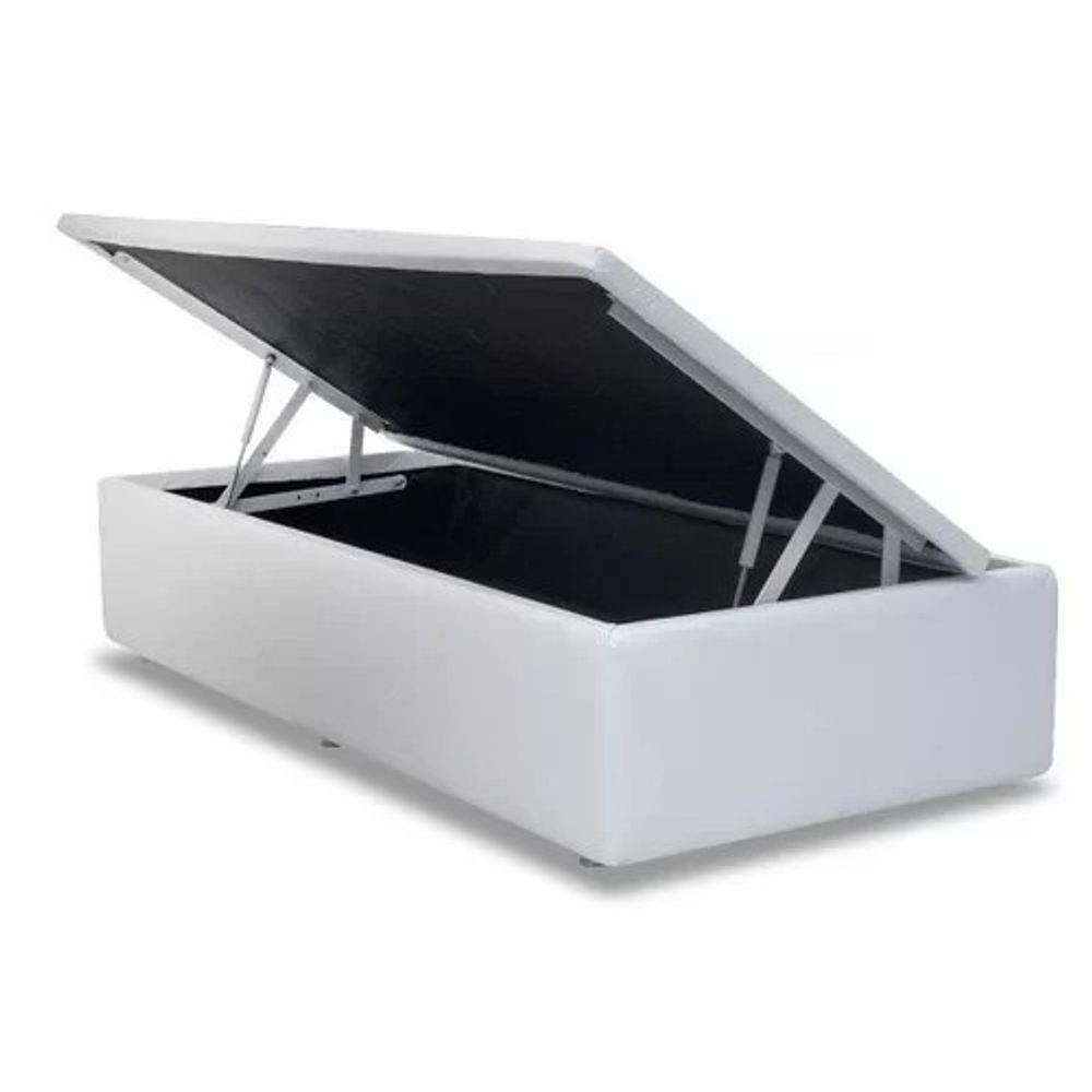 Cama Box Baú Solteiro Sintético Branco 88x188 - 1
