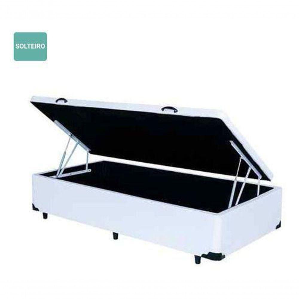 Cama Box Baú Solteiro Sintético Branco 88x188 - 2