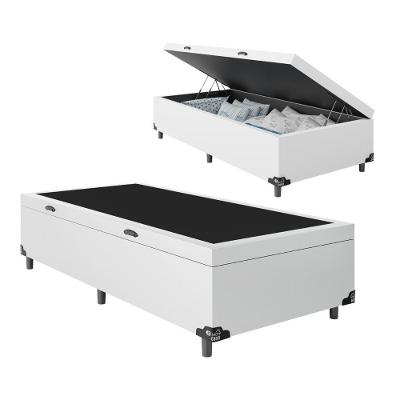 Cama Box Baú Solteiro 88x188 Suede Branco