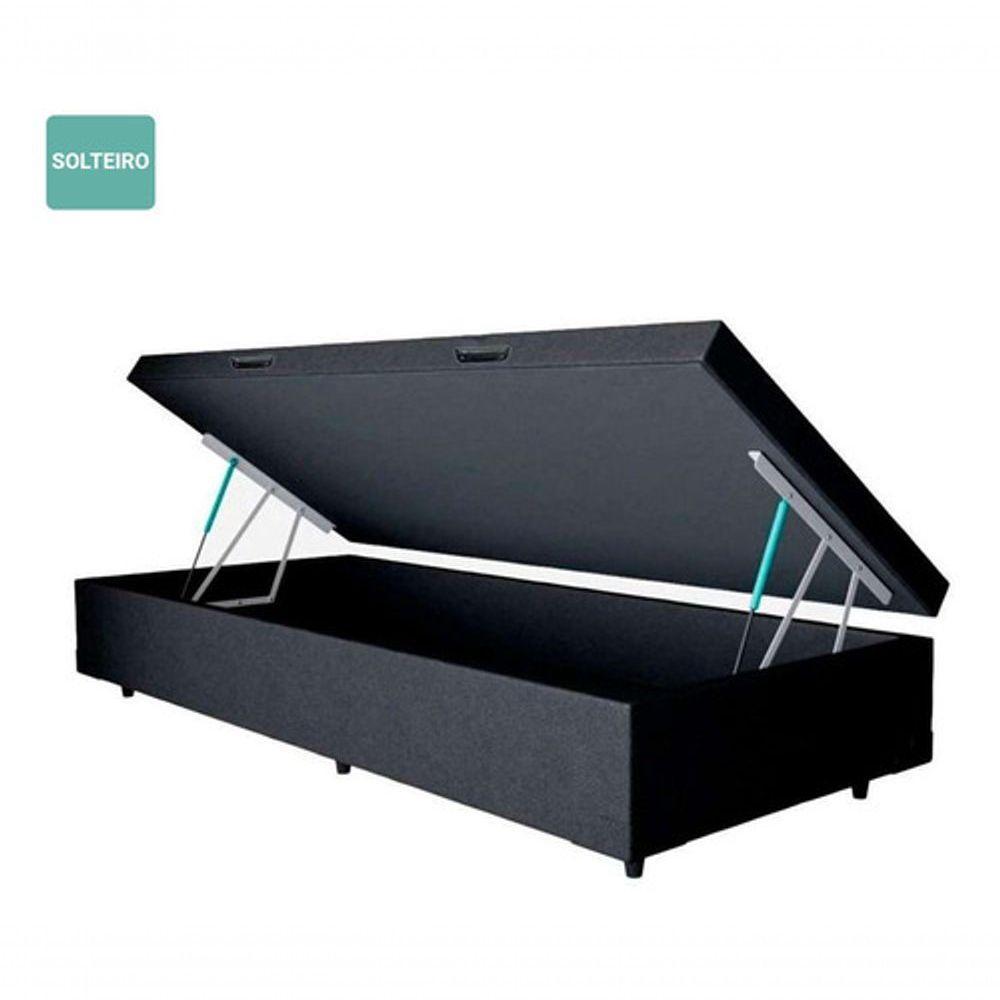 Cama Box Baú Solteiro Sintético Preto 88x188 - 2