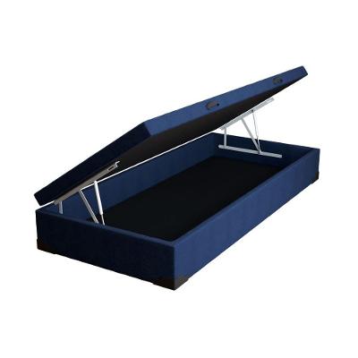 Cama Box Baú Solteiro Azul Suede 88x188