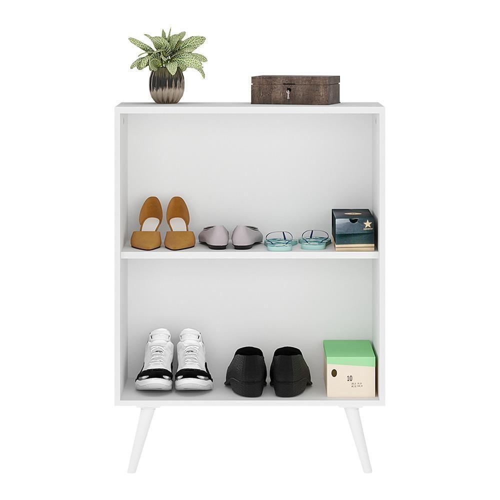 Sapateira 2 Portas Retrô Com Espelho Nina Multimóveis V6012 Branca Branco - 3