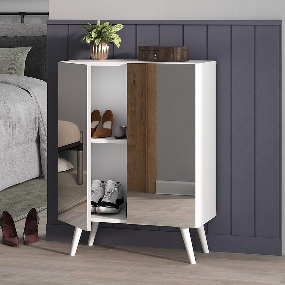 Sapateira 2 Portas Retrô Com Espelho Nina Multimóveis V6012 Branca Branco - 6