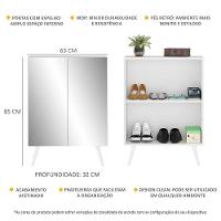 Sapateira 2 Portas Retrô Com Espelho Nina Multimóveis V6012 Branca Branco - 5