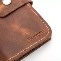 Carteira Masculina Compacta Em Couro Com Botão De Pressão Crazy Horse Caramelo - 3