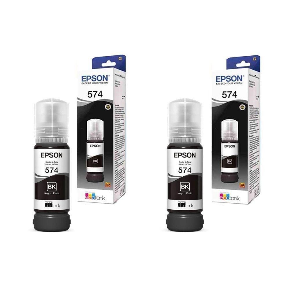 Kit Tinta Epson T574120al T574120 T574 574 2 Pretos Original L8050 L18050 L 8050 L 18050 70ml - 1