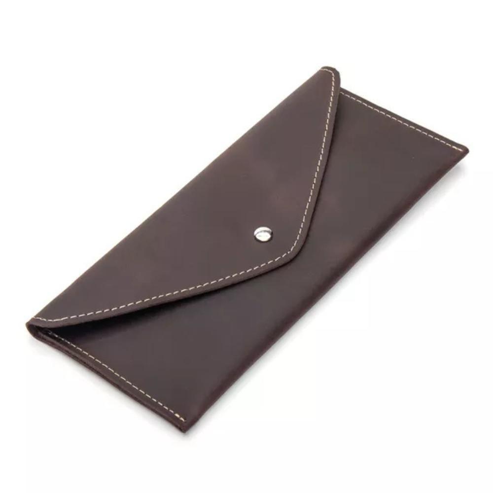 Estojo De Óculos Luxo Em Couro Premium Bertoni Crazy Horse Café - 3