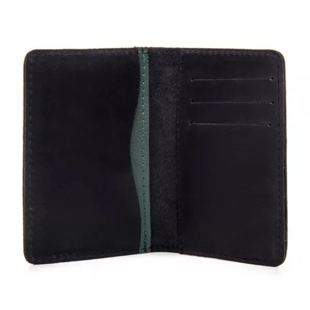 Carteira Masculina Em Couro Para Dinheiro E Horse Preto-fly Verde - 1