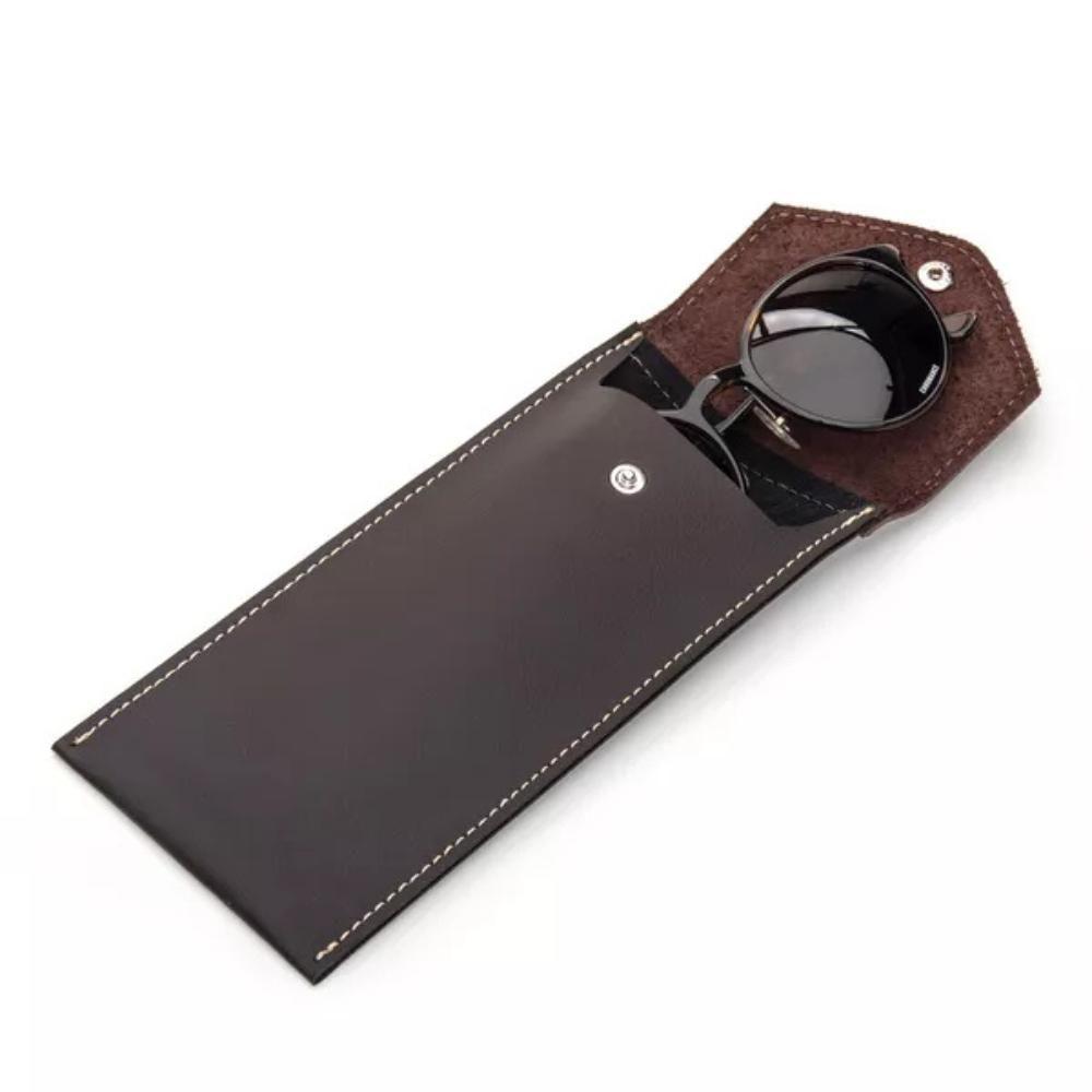 Case Porta Óculos Prático E Moderno Com Toque De Couro Crazy Horse Café - 2