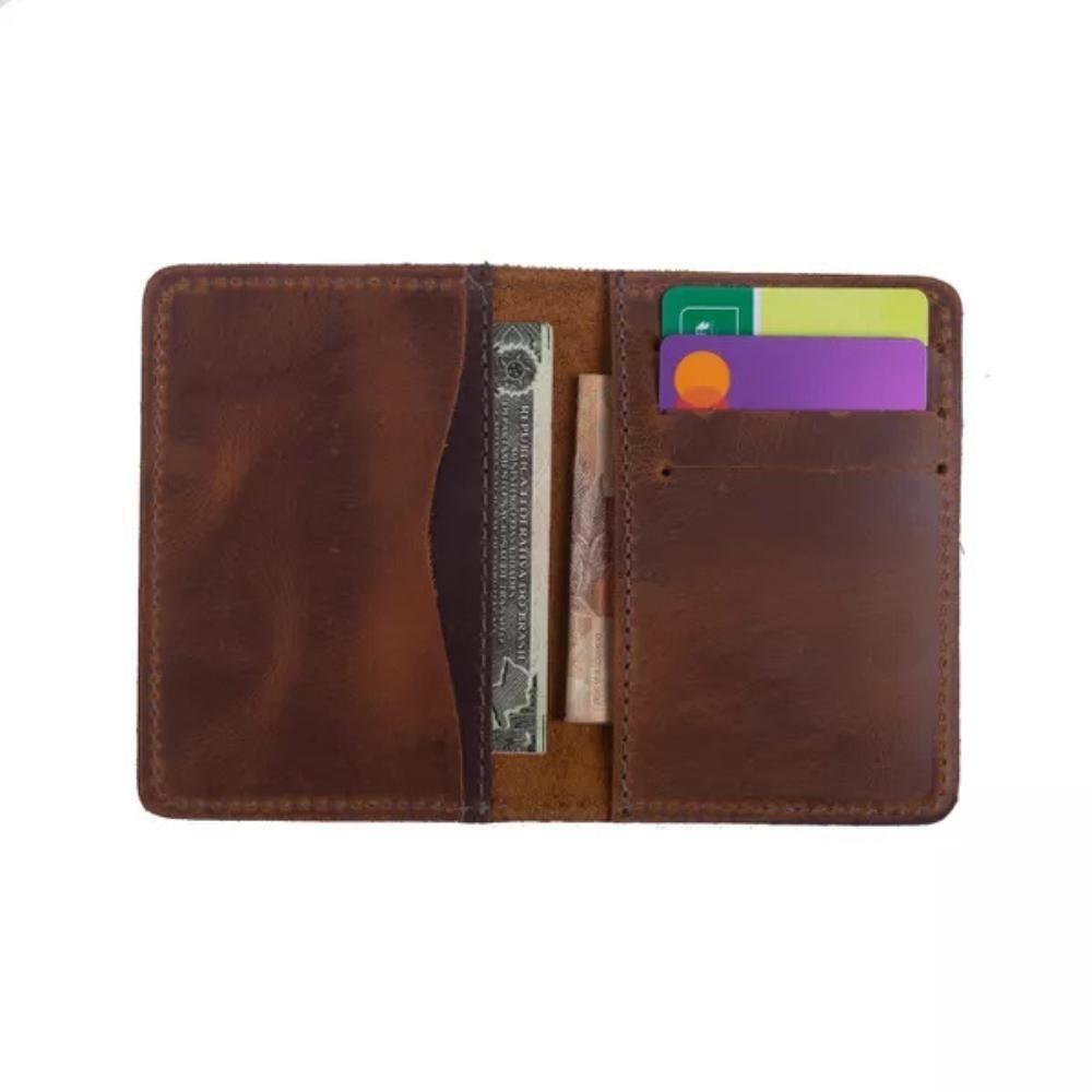 Carteira Masculina Em Couro Para Dinheiro E Caramelo-crazy Horse Café - 1