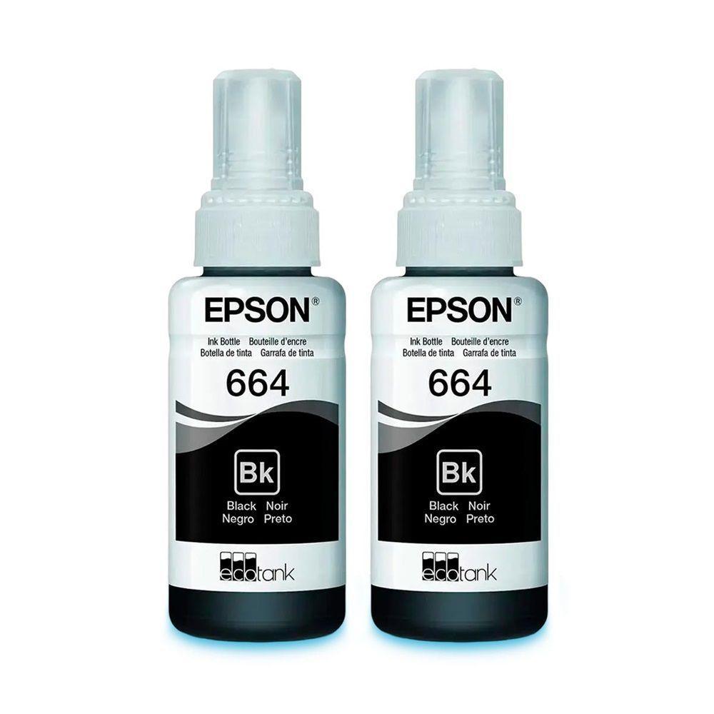 Kit Tinta Epson Original T664 664 2 Pretos L395 L380 L375 L220 L455 - Refil - 1