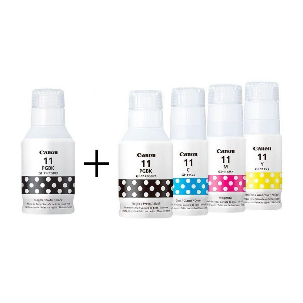 Kit 5 Refil Tinta Canon Gi-11 Gi11 G11 4x Cores + 1 Preto P/ G2160 G3160 Original - 1